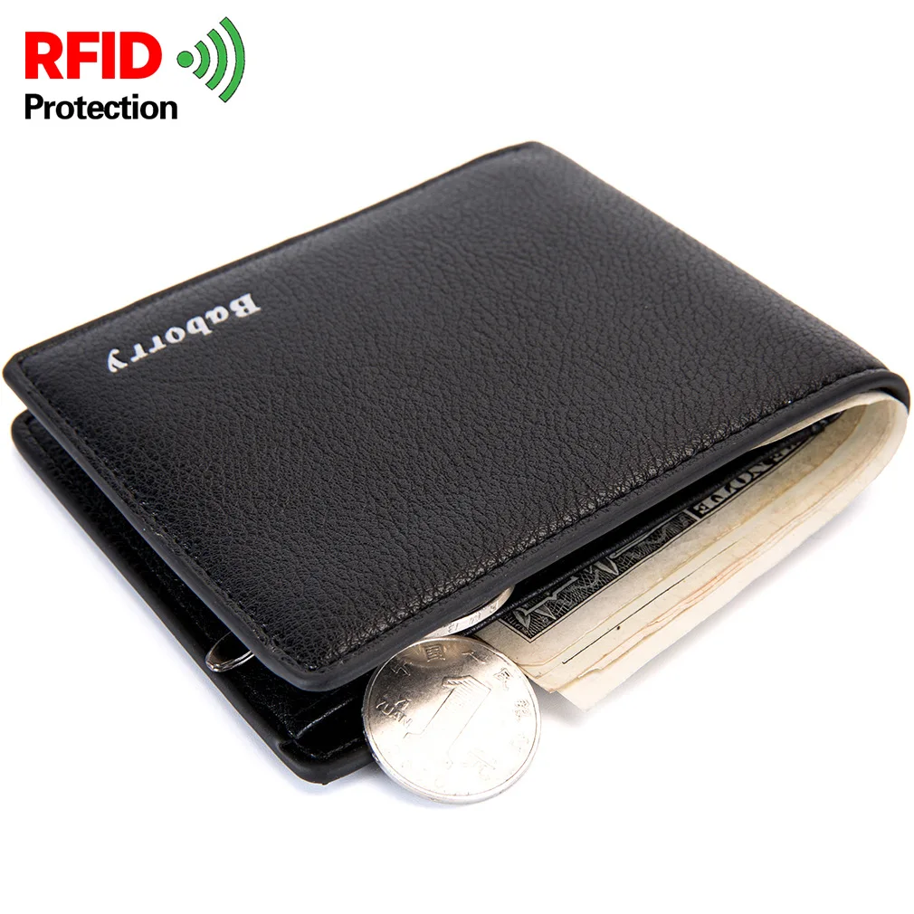 Новинка кошелек с защитой RFID мужские двухслойные короткие кошельки от кражи