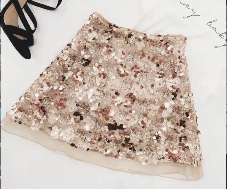 mesh patchwork skirt Women Sexy High Waist Party Glitter Mini Skirt Bodycon sequin back zipper Ladies Beach Skirts | Женская одежда