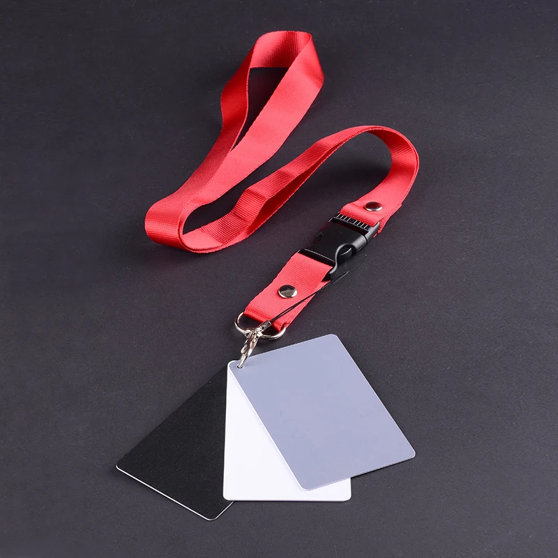 Camera Accessory 3in1Pocket-Size Digital White Black Grey Balance Card 18% Gray with Neck Strap for Photography | Электроника