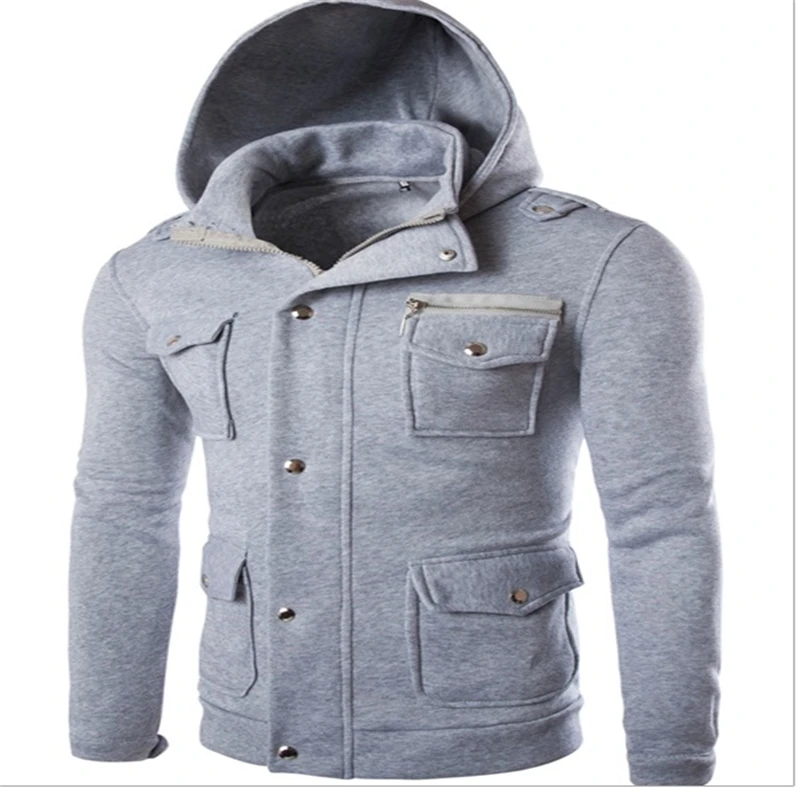 

Foreign Hot Explosion Models 2019 Winter Men Sweatshirts Multi Pocket Hooded Casual Fashion SIZE 2XL 3XL