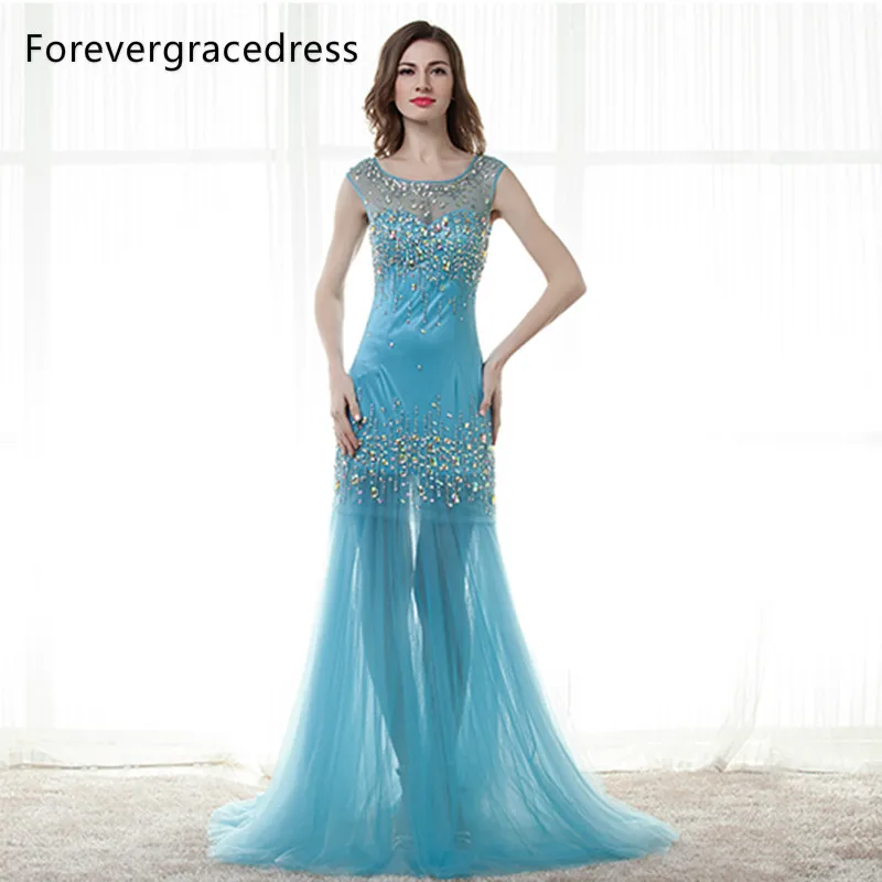 Forevergracedress Реалистичные Фотографии Синий платье для выпускного вечера Лидер