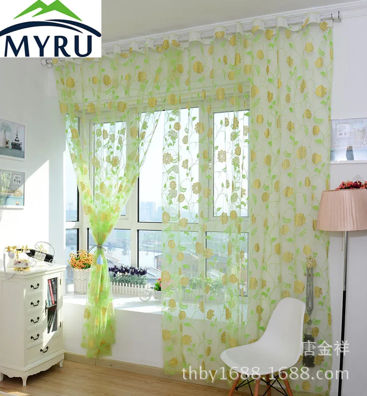 Романтичная занавеска с цветочным принтом и принтом|sheer curtains|floral sheer curtainsvoile curtains |