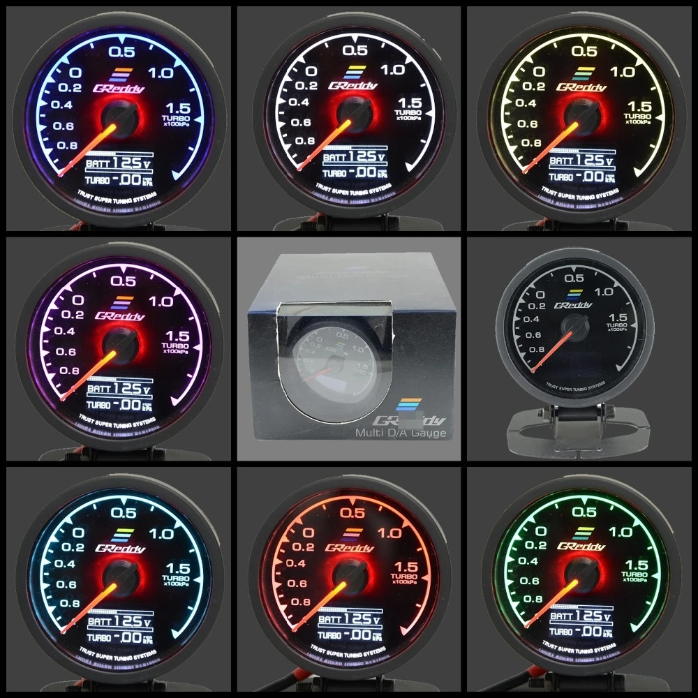 62 мм 7 цветов в 1 гоночный манометр GReddi Multi D/A ЖК цифровой дисплей Turbo Boost