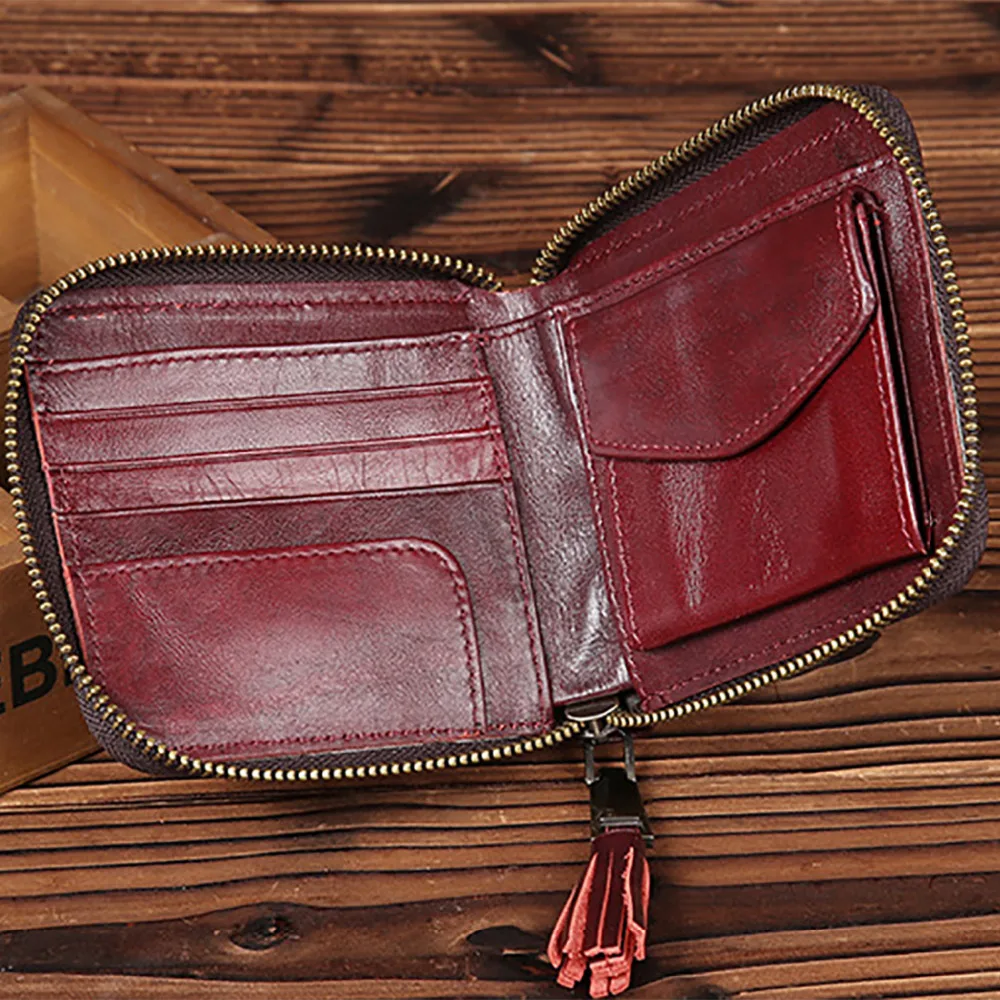 Высококачественный Женский мини кошелек из натуральной кожи с кисточкой и