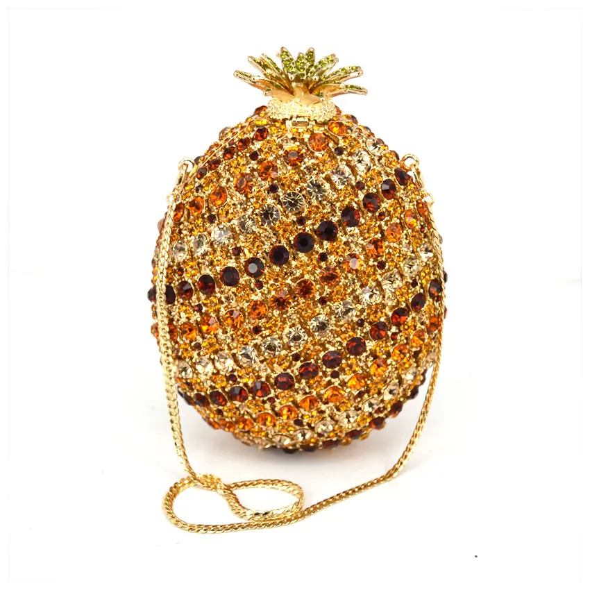 Золотые сверкающие блестящие женские вечерние сумки в форме ананаса с