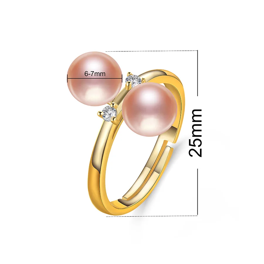 VEAMOR уникальный дизайн кольцо с двумя жемчужинами натуральный жемчуг ювелирное