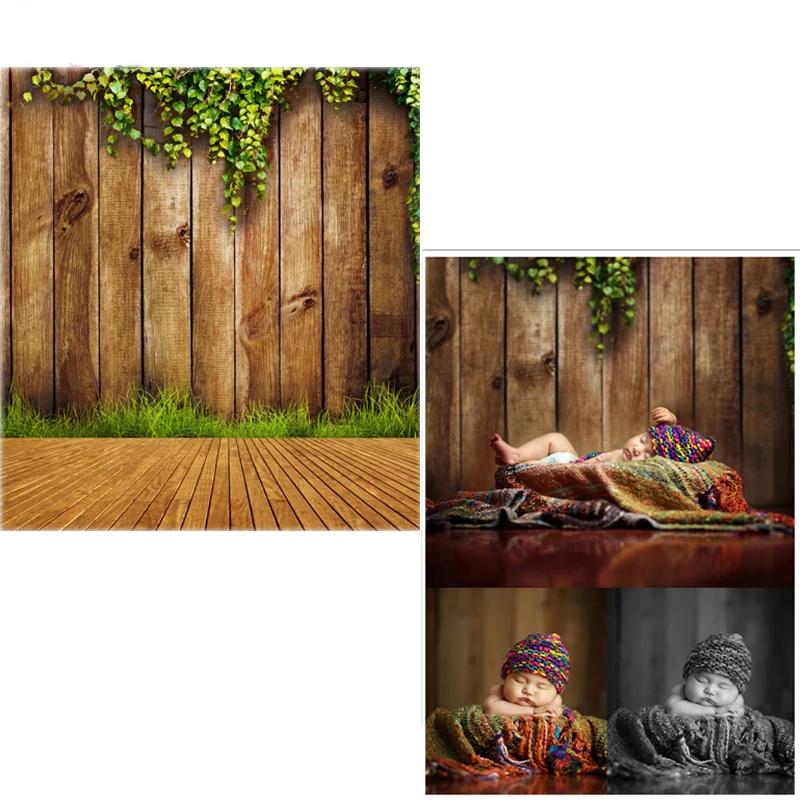 

MEHOFOTO Vinyl Photo Backdrops Vine New Fabric Flannel Photography Background Brown Wood Floor For Children photo studio CM6741