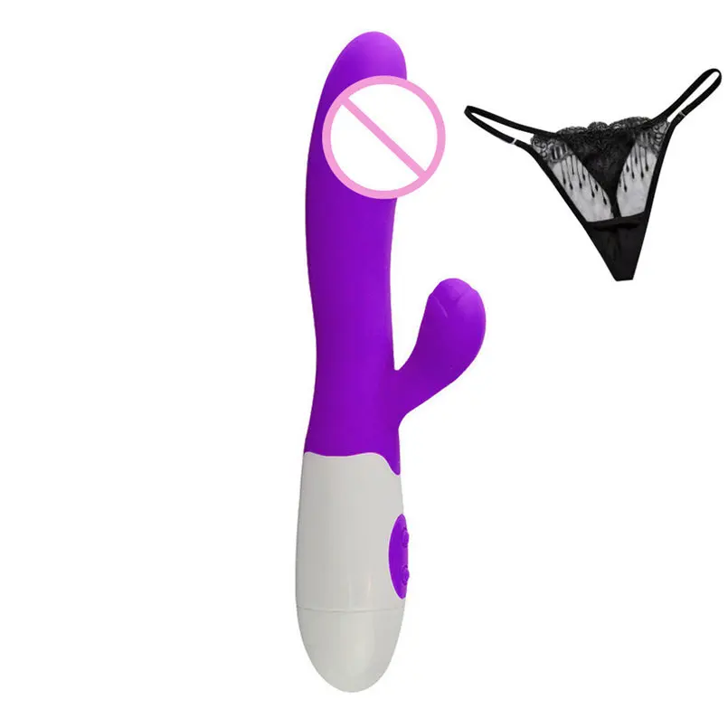 Силиконовый двойной вибратор 30 частоты Женский массажный секс игрушка + трусики