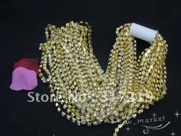 Free Shipping! SS20 20Yard Crystal Clear Per Roll Rhinestone Gold Base Cup Chain Color! | Дом и сад