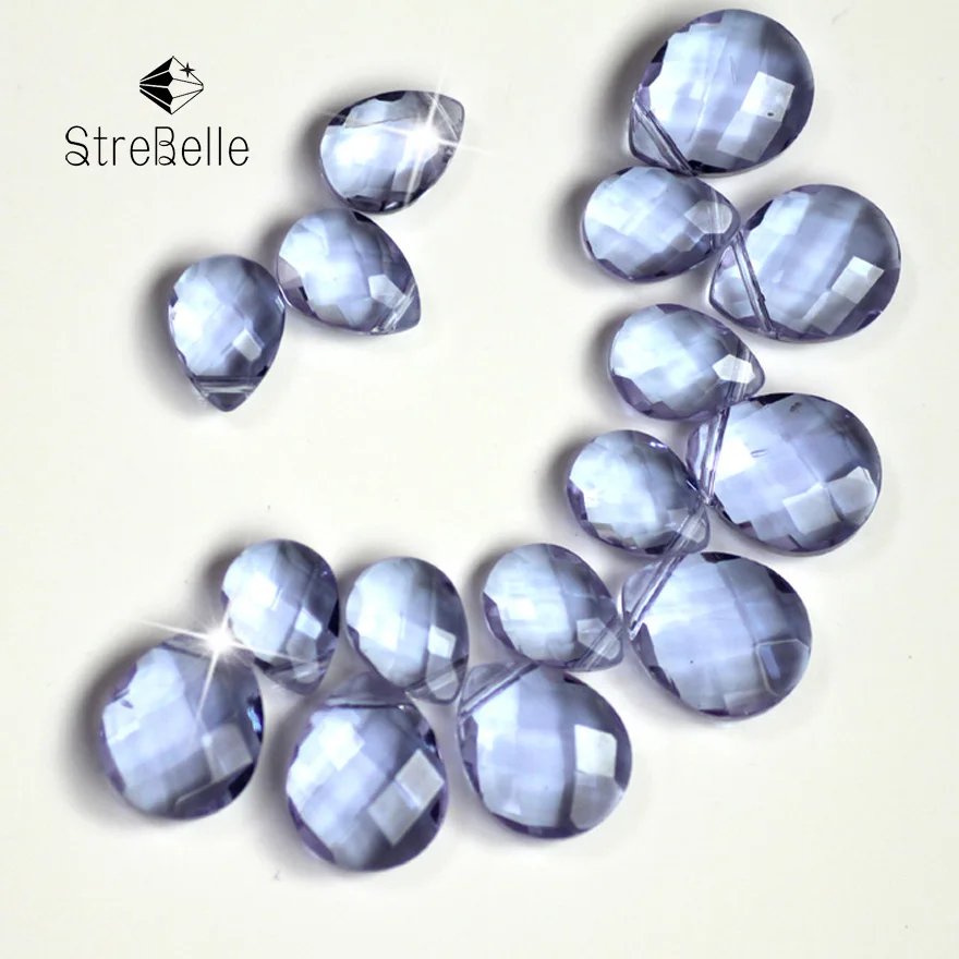 

12X15mm 50pcs lt violet Drop Water Cross Hole loose faceted glass crystals beads bracelet Jewelry DIY P0006