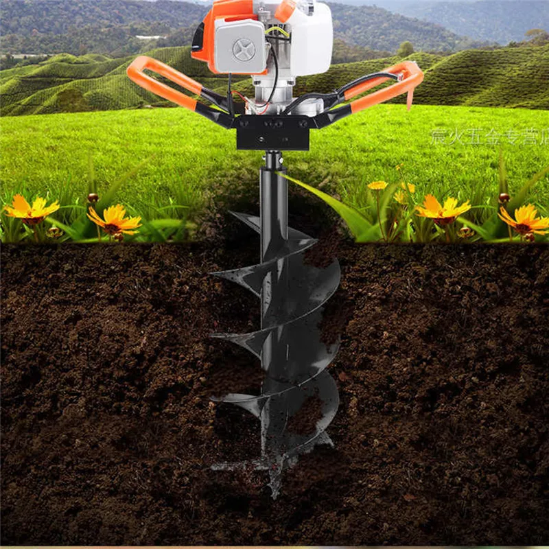 1900W High Power Post Hole Digger Professional Earth Auger Drill Bits Gasoline Power Hole Digger Garden Fence Borer Extend Pole