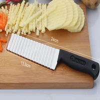 stainless steel serrated blade potato french fry cutter easy slicing banana fruits potato wave knife chopper kitchen accessories