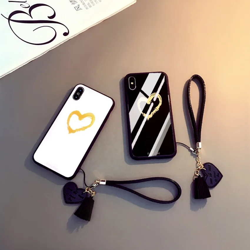 Чехол Funelego Lanyard для телефона iPhone XR XS MAX X 8 Plus 7 + задняя крышка из закаленного стекла