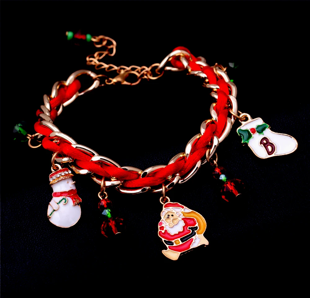 Рождественский подарок эмаль Санта Клаус кулон Цепочки и ожерелья браслет