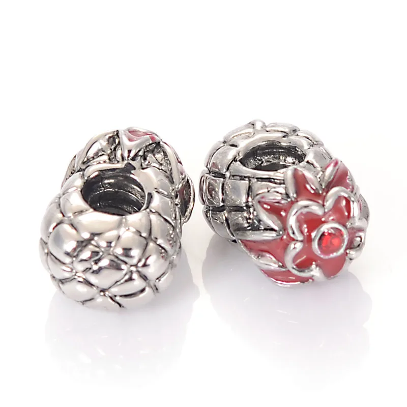 Бусины сплав Европейский стиль бусины с большим отверстием ананас 10*14 мм