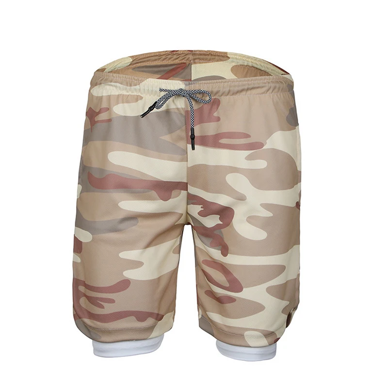 Camo4 Брендовые новые мужские спортивные тренировочные шорты для спортзала с карманом для телефона, облегающие шорты для фитнеса, однотонные спортивные беговые колготки 3XL - Цвет: Camo4