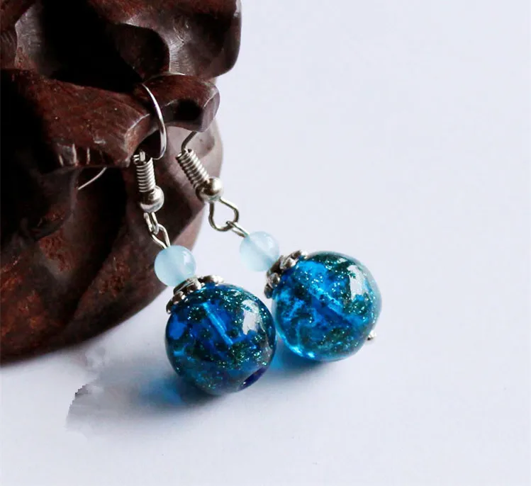 Серьги в этническом стиле из лазурного камня классические украшения Metro синие