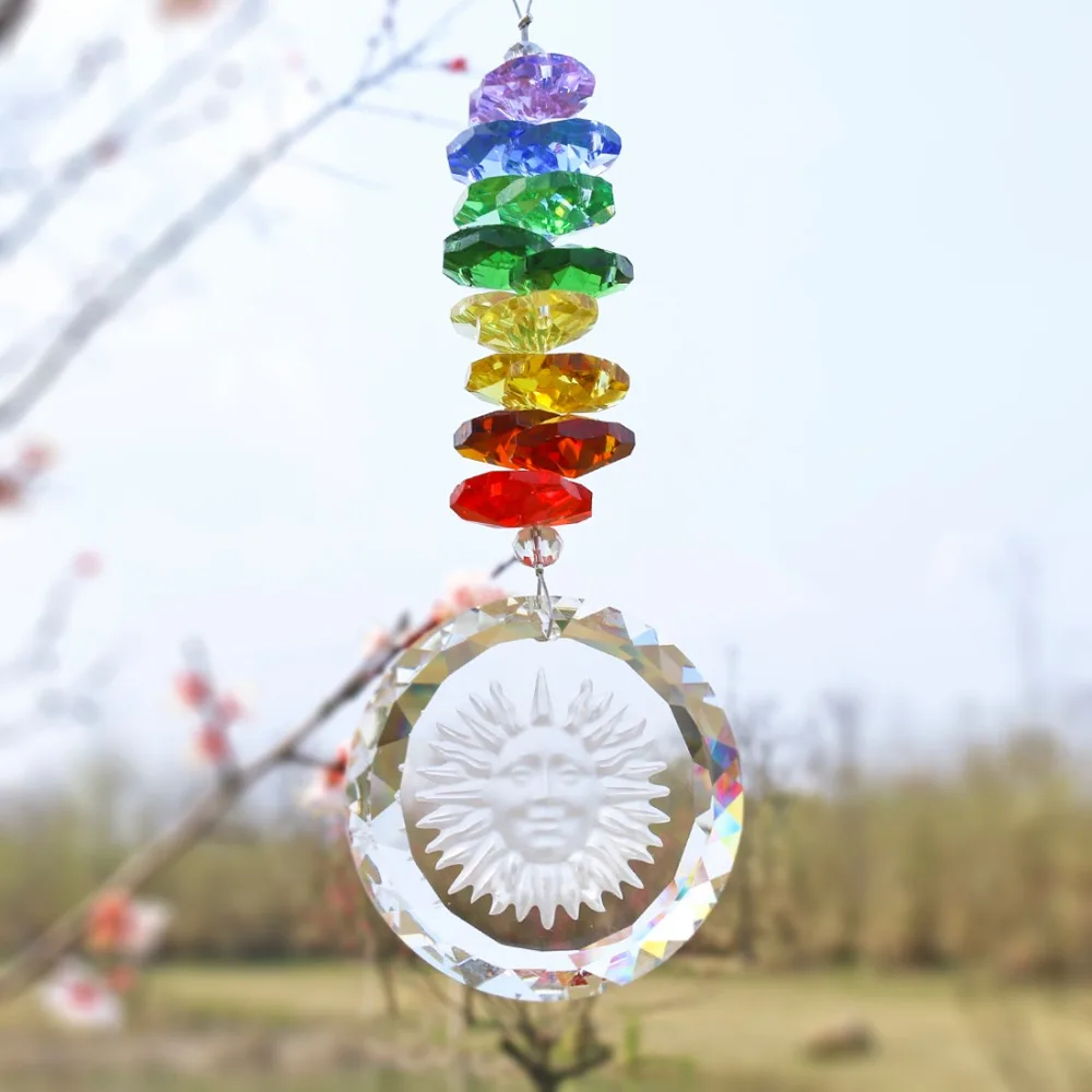 H & D чакра подвесные Кристальные солнцезащитные призмы Fengshui орнамент Ловец