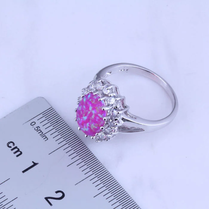 Любовный монолог изысканный розовый огненный опал и кубический цирконий кольцо