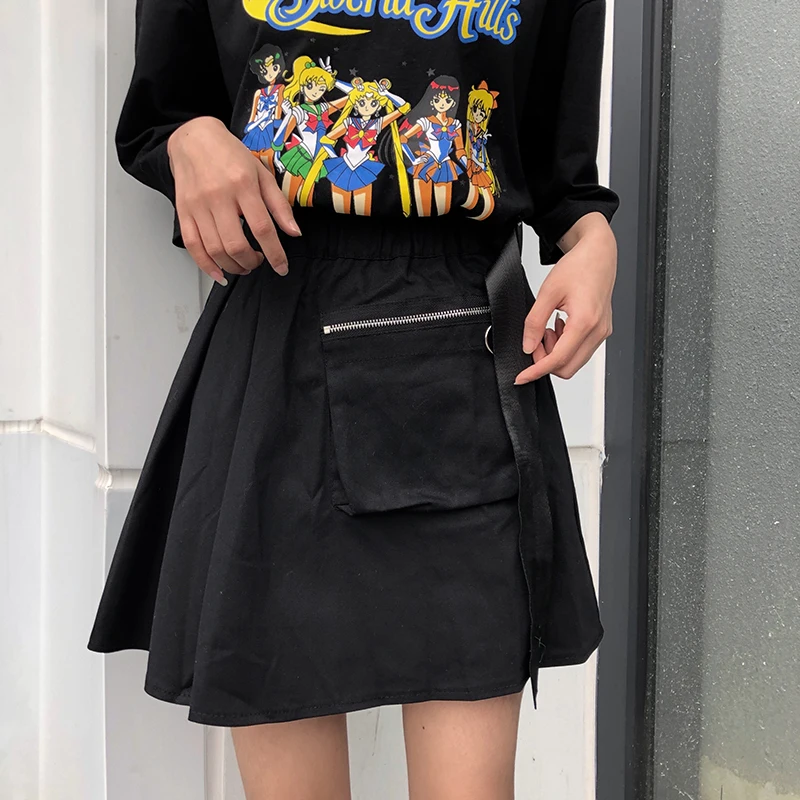 Harajuku юбка женская клетчатая с карманом Высокая талия Sweetwear гранж Стиль
