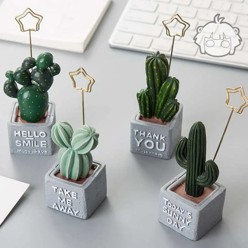 Искусственные растения бонсай карты Зажимы Смола кактус фото Памятка место