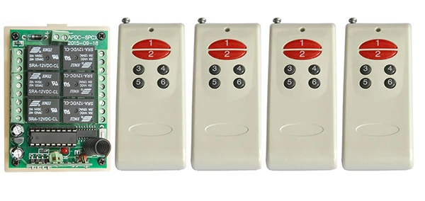 

DC12V 6CH 10A RF беспроводной переключатель системы дистанционного управления передатчик и приемник реле обучения код/лампа/окно