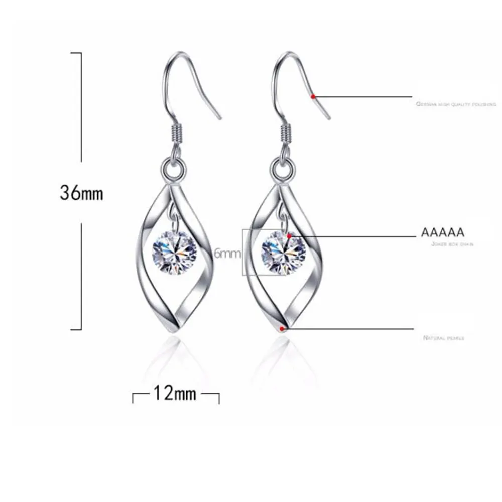Женские серьги подвески ANENJERY из 925 пробы серебра с цирконием S E312|earrings for|dropping earrings