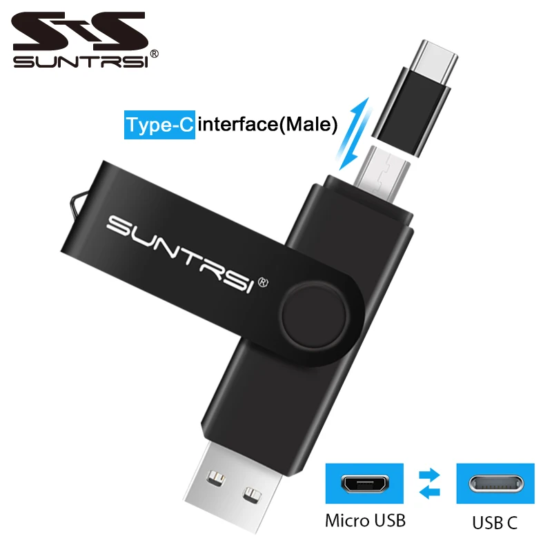 Suntrsi OTG USB флеш-накопитель 128 Гб 64 TYPE C многофункциональная 2 0 палка 32 металлическая