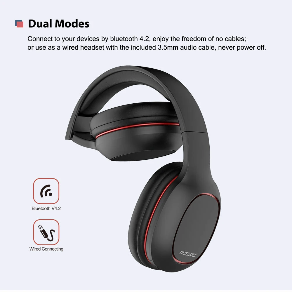 Ausdom M09 беспроводные наушники Bluetooth наушники с микрофоном беспроводная гарнитура Bluetooth гарнитура стерео Поддержка SD карты
