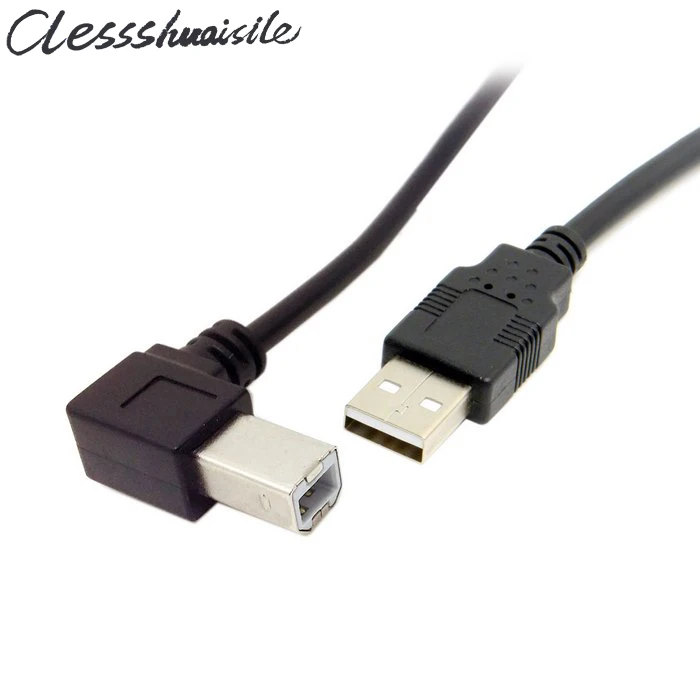 Кабель USB 2 0 A папа B левый угол 90 градусов для принтера сканера жесткого диска 50