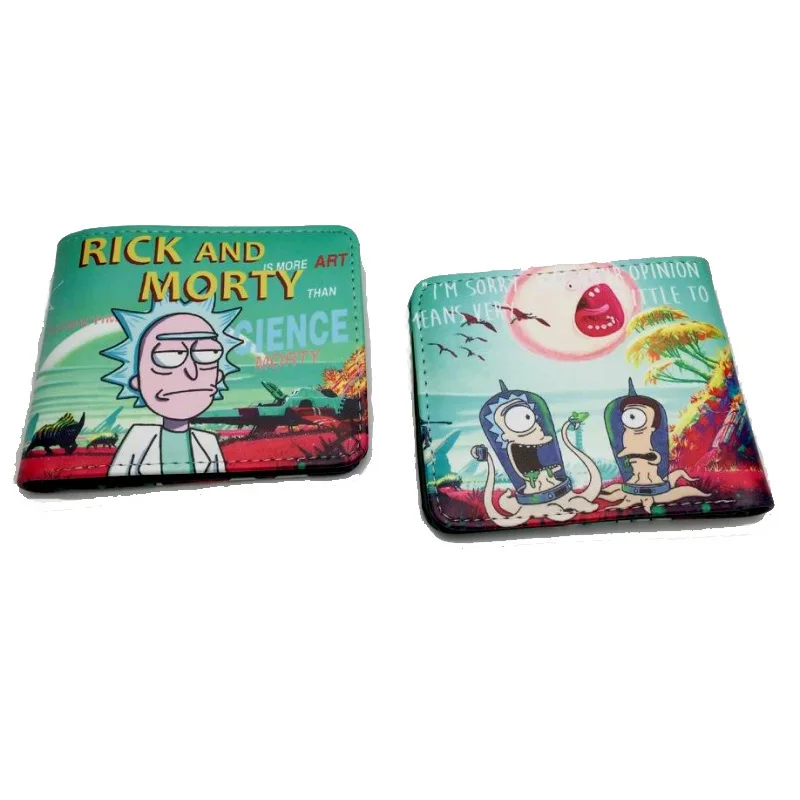 Rick and Morty 1 Время приключений красочные аниме кожаные кошельки кредитные карты и фото держатель кошелек Подарочная монета карман Мужская Женская сумочка для денег - Цвет: Rick and Morty 1