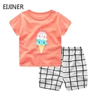Клетчатая одежда для маленьких девочек, лето 2019, комплект одежды для новорожденных мальчиков, хлопковая детская одежда, костюмы, рубашка + штаны, комплект клетчатой одежды для младенцев