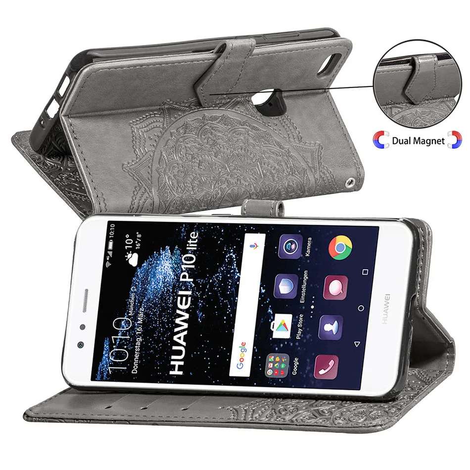 Cover sFor Huawei P10 Lite Stand Phone Case Luxury Leather Flip mobile For P20 Honor 9 10 Coque | Мобильные телефоны и