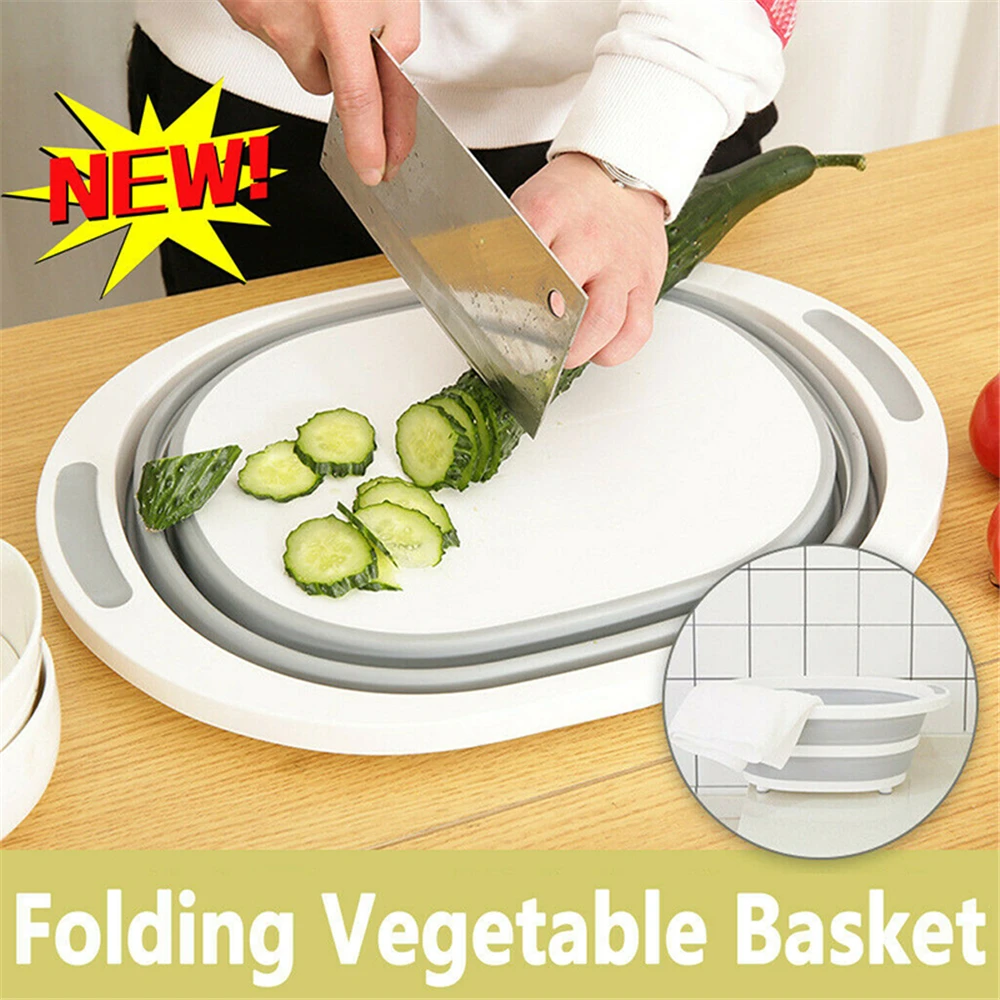 Dropship Kitchen Chopping Blocks Silicone Foldable Cutting Board Collapsible Clothes Wash Basin Vegetable Fruit Washing Basket | Дом и сад