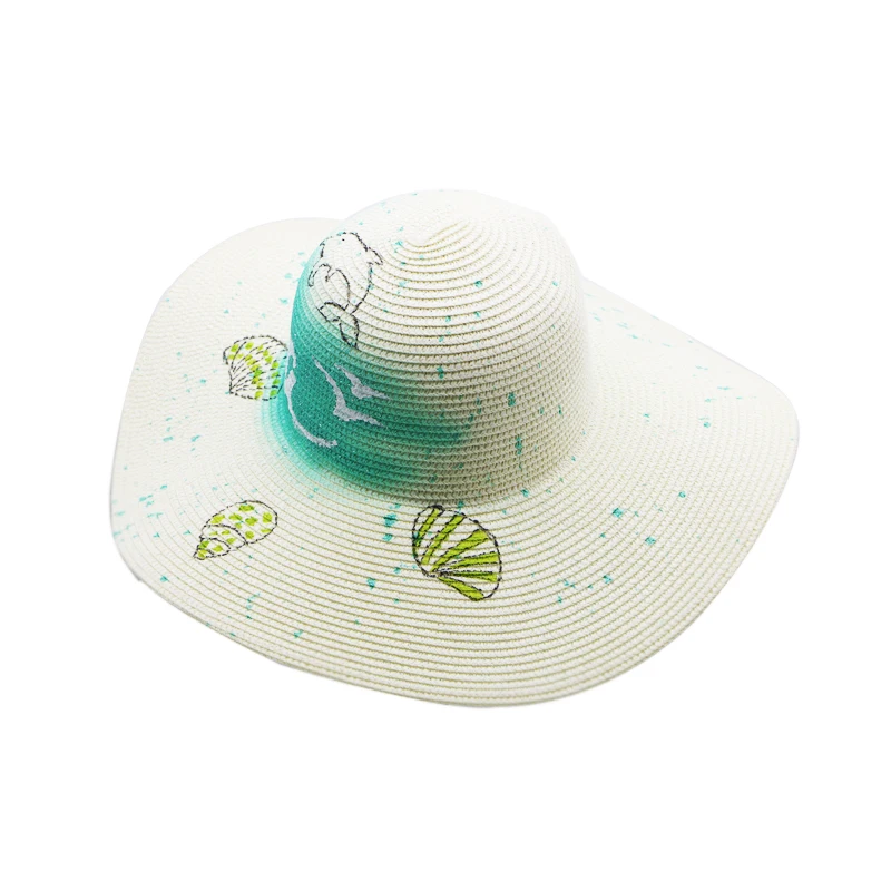 Spring And Summer Hand-Woven Straw Hat Letters Small Fresh Print Seaside Holiday Shell Conch Beach Visor | Аксессуары для одежды