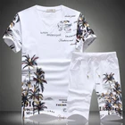 Новые летние пляжные шорты, мужские повседневные Костюмы с принтом кокосового острова, мужские костюмы, мужские комплекты, футболка + штаны 5XL