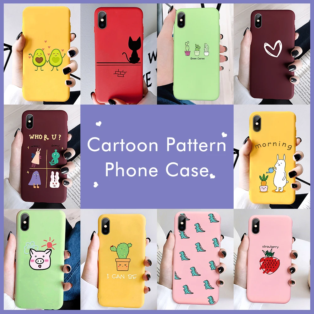 For iPhone XR Case Lovely Love Heart Cartoon Pattern Phone for 7 6 6S 8 Plus X XS Max 5 5S SE Silicone TPU Cover |