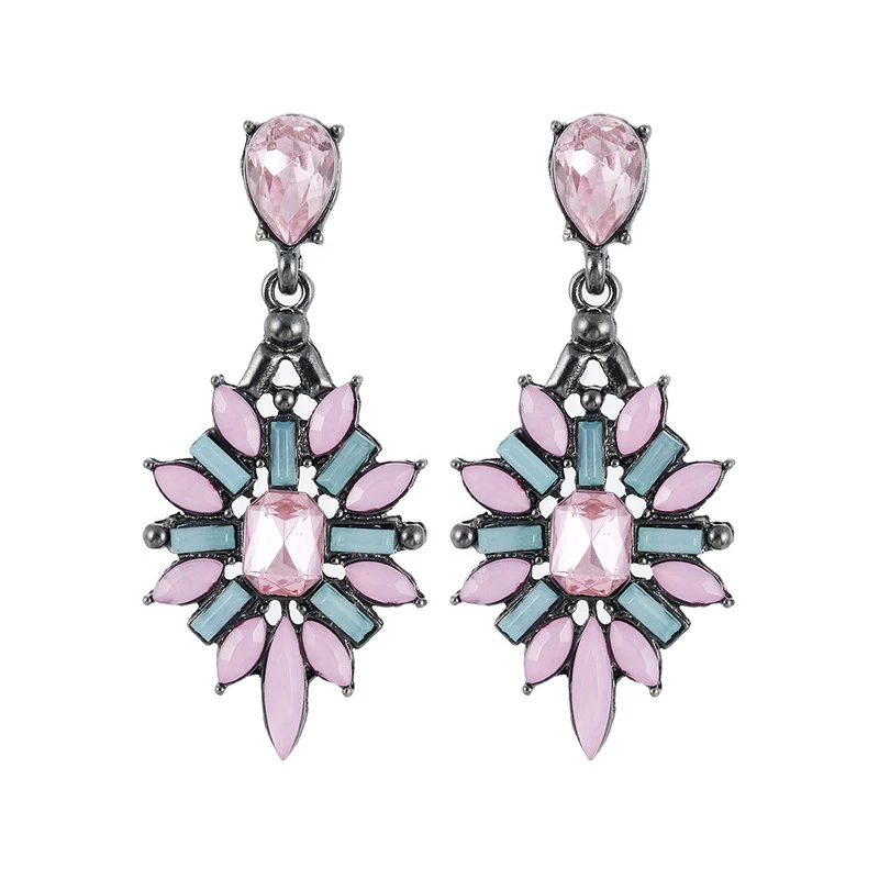 Topkeeping Brand Fashion Colorful Flower Big Luxury Drop Earring Pendant Crystal Rhinestone Statement Earrings Jewelry Wholesale | Украшения