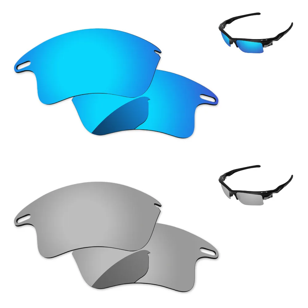 

Хромированные серебристые и синие 2 пары зеркальные поляризованные Сменные линзы для быстрой куртки XL Солнцезащитные очки в оправе 100% UVA & UVB...