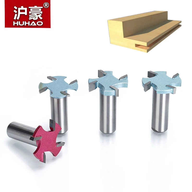 

HUHAO 1pc 1/4" 1/2" Shank 4 Edge T Type Slotting Cutter Woodworking Tool Router Bits For Wood Industrial Grade Milling Cutter