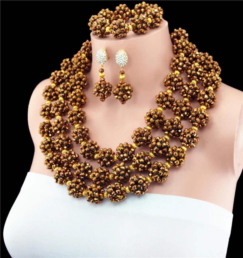 Роскошный золотой комплект ювелирных изделий для свадьбы в нигерийском стиле с