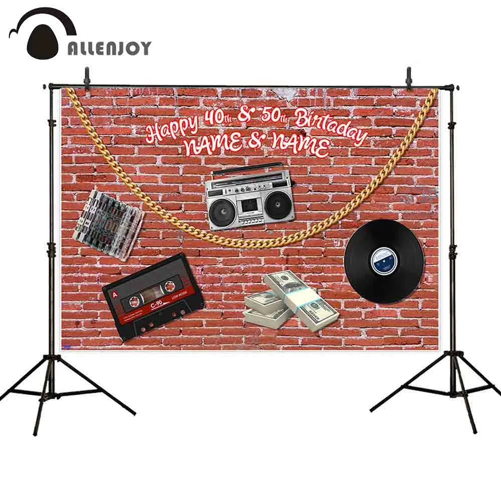 Allenjoy background Hip hop Rock brick wall customize birthday party decor fashion musical Tape CD photo backdrop photocall | Электроника