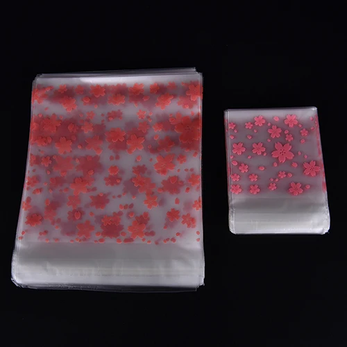 100 шт./лот розовые Упаковочные пакеты прозрачные вишневые цветы бисквиты для