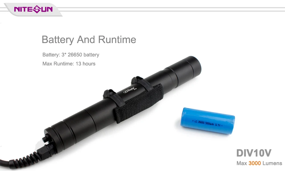 NITESUN DIV10V фонарик для дайвинга 3* CREE XM-L2 U4 светодиоды max 3000лм угол луча 150 м водонепроницаемый фонарик для дайвинга+ зарядное устройство