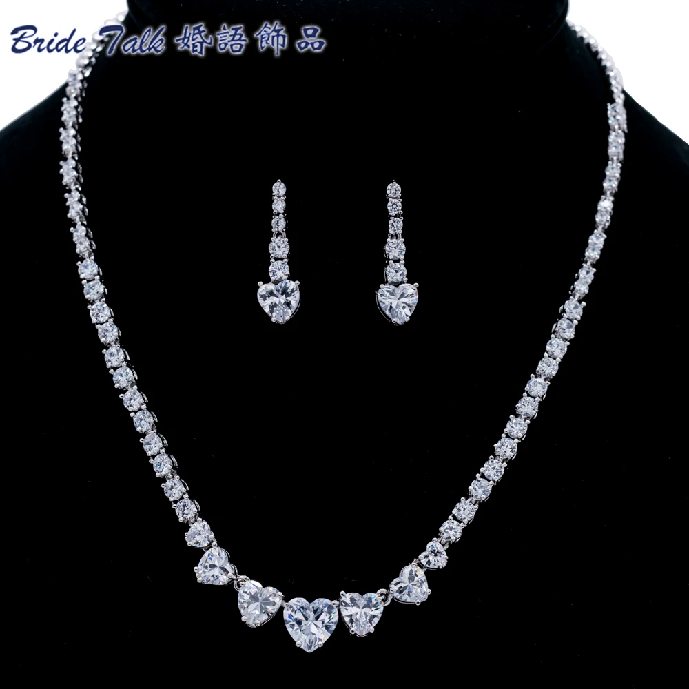 Комплект из колье и серёг с фианитом|bridal wedding jewelry sets|wedding setsnecklace earring set |
