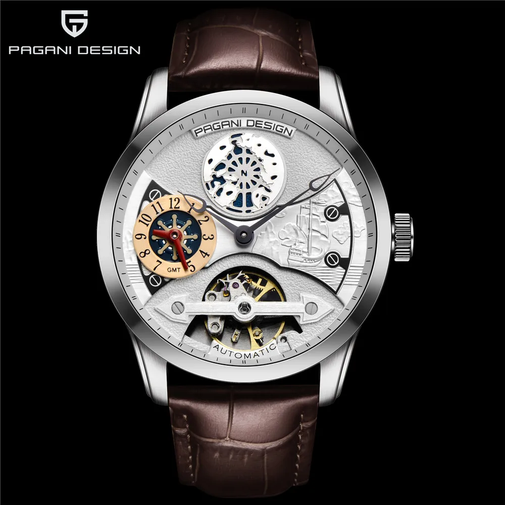 Часы PAGANI дизайнерские Роскошные Tourbillon механические водонепроницаемые 30 м из