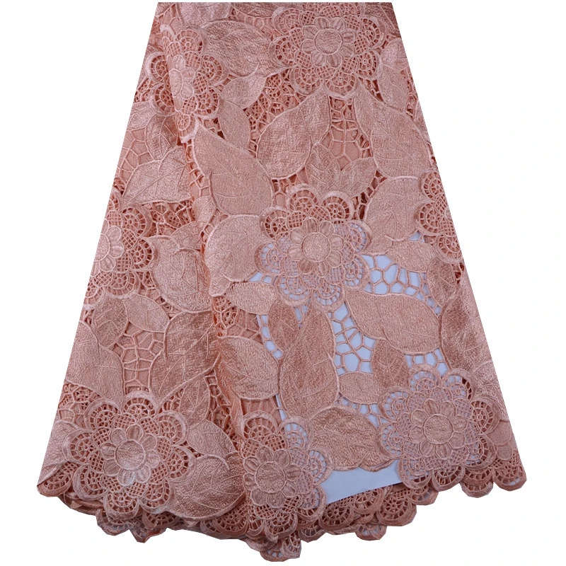 

2018 Red Color High Quality African Guipure Cord Lace Nigeria Soluble Water Lace Fabric For Dress Wedding 5 Yards/Lot 1015