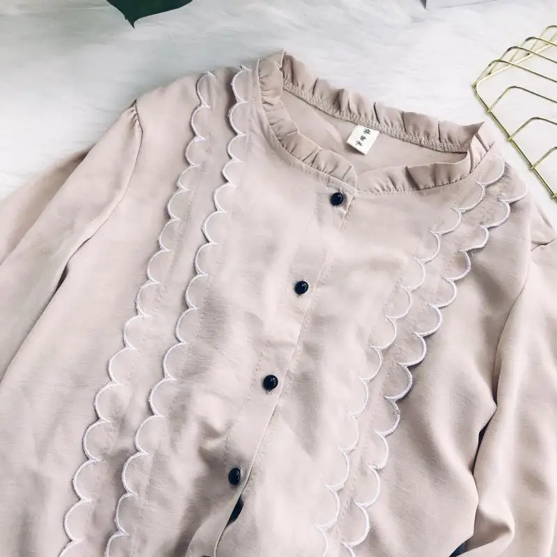 2018 fashion Women Sweet lantern sleeve Blouse shirt female O Neck loose Full Autumn Blusa top |