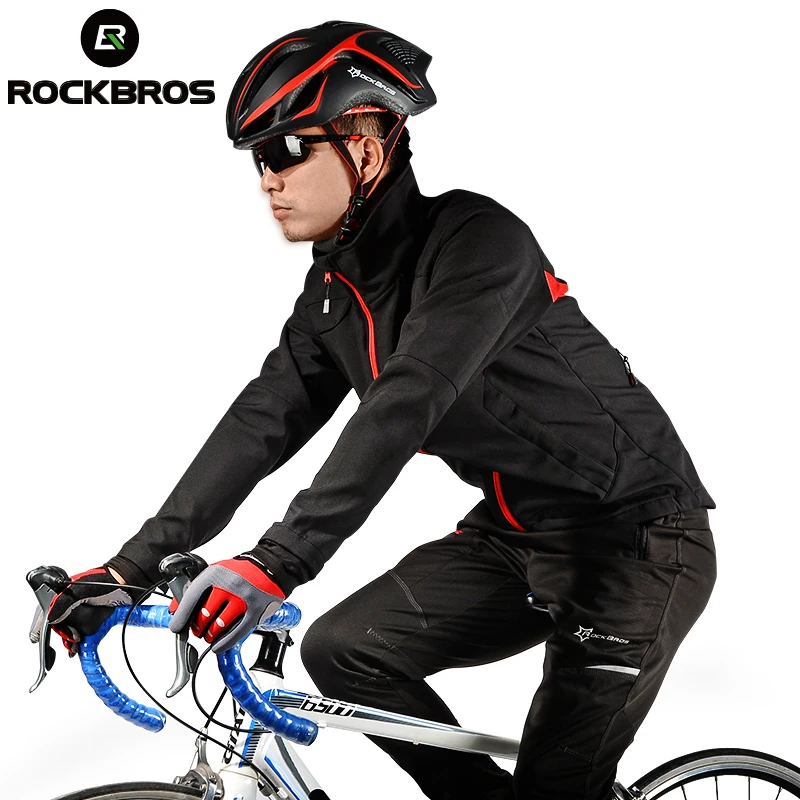

ROCKBROS Man Cycling Jersey Winter Fleece Thermal Warm Bicycle Jersey Windproof Anti-sweat ciclismo Rainproof Riding Bike Jacket