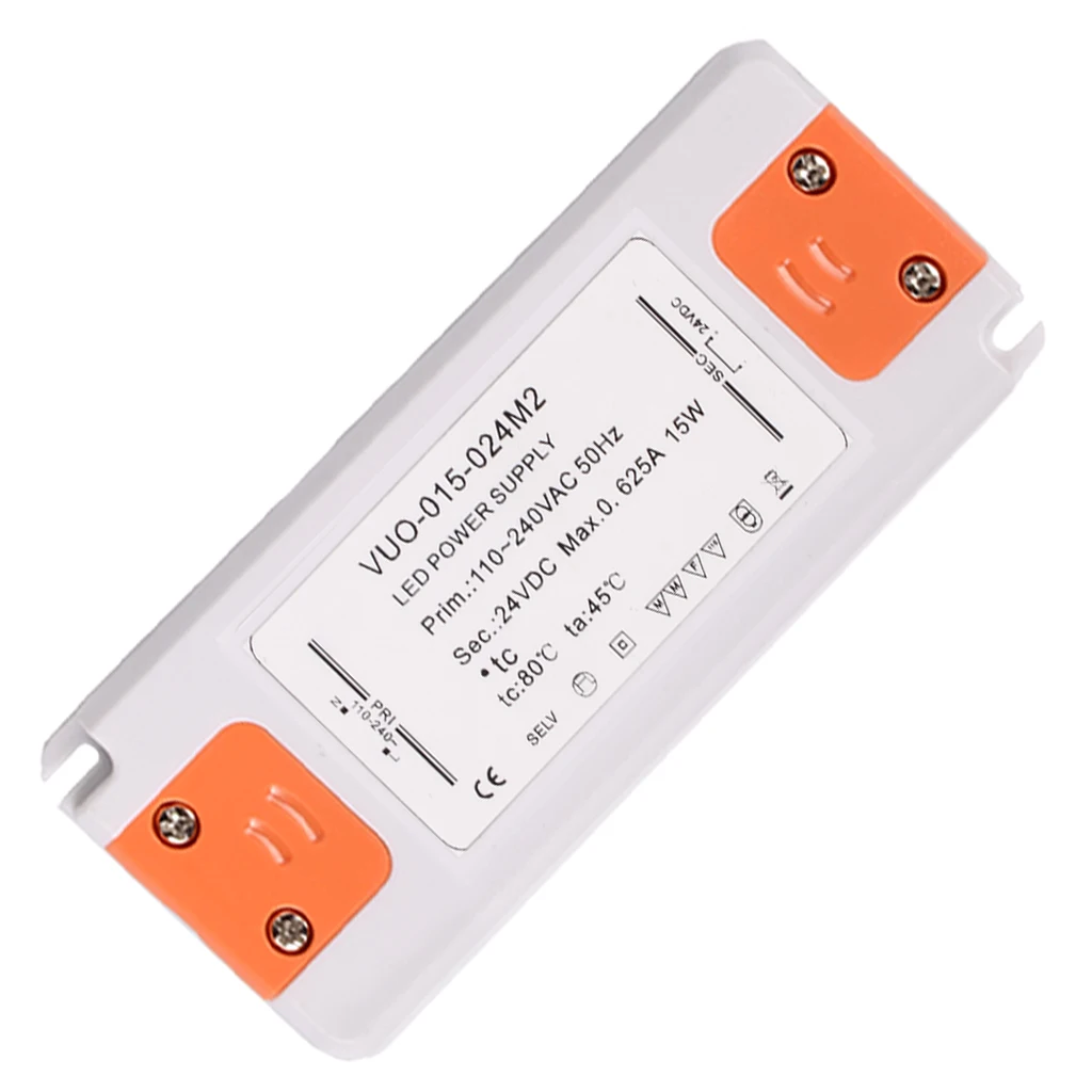 [1 упаковка] 15W 630MA DC 24V Ультра-тонкий светодиодный источник питания трансформатор